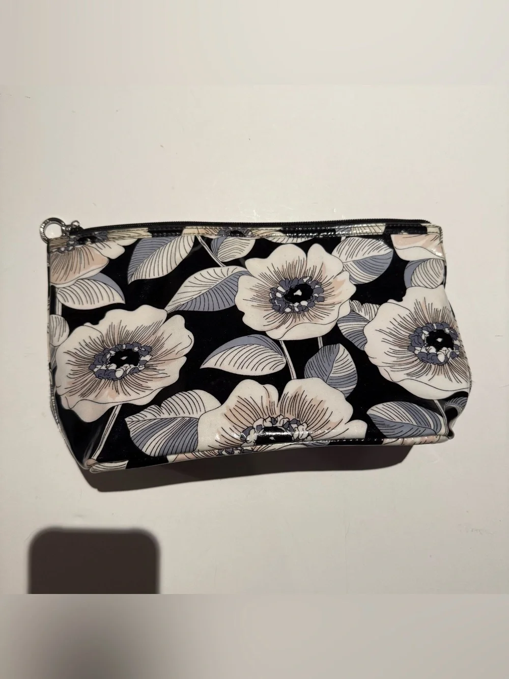 Vera Bradley Striped Floral Cosmetic Pouch - Black, Cream & Beige